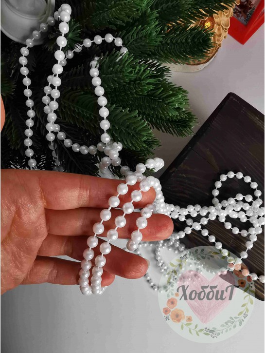 Бусы на нитке 6мм (белый), метр